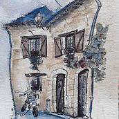 Mon projet du cours : Esquisses d'architecture expressives aux feutres de couleur. Un proyecto de Bocetado, Dibujo, Ilustración arquitectónica, Sketchbook e Ilustración con tinta de Délice dart - 29.11.2023