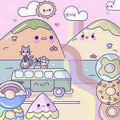 First time Kawaii world | along the way with my MEOW! . Desain Karakter, Ilustrasi Digital, Dan Manga proyek oleh Pradchawan Wutthipetch - 11.28.2023