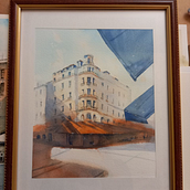 My project for course: Architectural Sketching with Watercolor and Ink. Esboçado, Desenho, Pintura em aquarela, Ilustração arquitetônica, Sketchbook e Ilustração com tinta projeto de Oksana Perederey - 30.11.2023