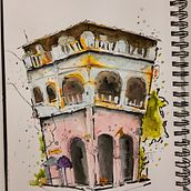 My project for course: Expressive Architectural Sketching with Colored Markers. Sketching, Drawing, Architectural Illustration, Sketchbook & Ink Illustration project by ioioh - 11.27.2023
