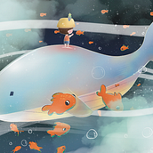 Whale 52hz. Un progetto di Design, Direzione artistica, Character design, Creatività e Arte concettuale di Siriporn Lertnimit - 28.11.2023