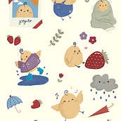 Poyito the Pollito sticker sheet! | My project for course: Kawaii Illustration: Create Charming Characters. Ilustração tradicional, Design de personagens, e Mangá projeto de agape_montero - 03.12.2023