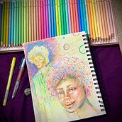 Mi proyecto del curso: Dibujo de retratos llamativos con lápices de colores. Drawing, Portrait Drawing, Sketchbook, and Colored Pencil Drawing project by Norma Guichard - 12.05.2023