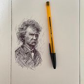 Mark Twain - portrait. Ilustração tradicional projeto de Isabel - 22.05.2022