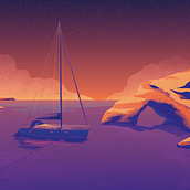Silence on the coast. Traditional illustration, Vector Illustration, and Digital Illustration project by Jozef Blasko - 07.15.2023