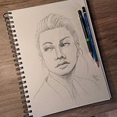 Mi proyecto del curso: Cuaderno de retratos a línea con grafito. Fine Arts, Sketching, Drawing, Portrait Drawing, Sketchbook, and Pencil Drawing project by Martín Borrini - 12.09.2023