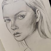 Meu projeto do curso: Sketchbook de retratos com lápis grafite. Fine Arts, Sketching, Drawing, Portrait Drawing, and Sketchbook project by Larissa Cristina Manoel - 12.07.2023