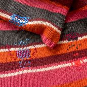 Colourful repair of colourful jumper. Fashion Design, Embroider, Sewing, Fiber Arts, Upc, cling, Weaving, and Textile Design project by klara_naszarkowska - 12.09.2023