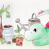Dino Aquarell. Children's Illustration project by Katharina - 12.10.2023