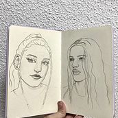 Mi proyecto final del curso: Sketchbook de retrato.. Sketching, Drawing, Portrait Drawing, Artistic Drawing, and Sketchbook project by marta guijarro martinez - 12.13.2023