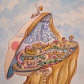 Meu projeto do curso: Ilustração surrealista com aquarela e tinta. Ilustração tradicional, Artes plásticas, Pintura, Desenho, e Pintura em aquarela projeto de Marielyse Domiciano - 14.12.2023