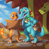 Where Are We Exploring Today? - Pokemon Fanart. Traditional illustration, Character Design, Digital Illustration, and Digital Painting project by tatiqueirozparana - 12.13.2023