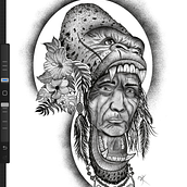 Índio Gorila. Traditional illustration, Graphic Design, Digital Illustration, Tattoo Design, and Digital Drawing project by Diogo Rocha - 12.19.2023
