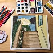 Meu projeto do curso: Ilustração de cenários charmosos com aquarela e caneta-tinteiro. Un proyecto de Pintura, Bocetado, Pintura a la acuarela, Ilustración arquitectónica e Ilustración con tinta de Aline Thomé - 22.12.2023