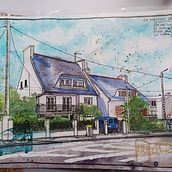 Mon projet du cours : Urban sketching : créez des paysages urbains expressifs. Painting, Sketching, Drawing, Watercolor Painting, Sketchbook & Ink Illustration project by K-mille Agregator - 11.01.2023