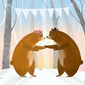 Dancing bears. Projekt z dziedziny Ilustracja c, frowa, Ilustracje dla dzieci, Książka obrazkowa, Malarstwo c i frowe użytkownika kristina cigrova - 27.12.2023