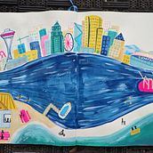 Pictorial Sketchbook with Gouache . Traditional illustration, Sketching, Drawing, Architectural Illustration, Sketchbook, and Gouache Painting project by monse_arenasg - 12.27.2023