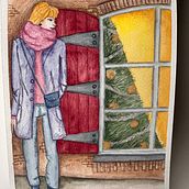 Girl at Christmas . Traditional illustration, Character Design, Arts, and Crafts project by Jessica Postema-Prinsen - 12.29.2023