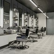 BARBERÍAS SHAVE BARBER & SPA - 2.0. Design, Architecture, Furniture Design, Making, Industrial Design, Interior Architecture, Interior Design, Lighting Design, Product Design, Creativit, Drawing, Artistic Drawing, 3D Design, Interior Decoration, and Spatial Design project by Paloma De la Rosa - 12.29.2023