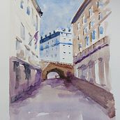 Représentation architecturale à l'aquarelle. Watercolor Painting, and Architectural Illustration project by annick_cohen - 12.30.2023