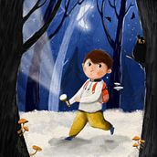 Forest at night. Projekt z dziedziny Ilustracje dla dzieci użytkownika kristina cigrova - 31.12.2023