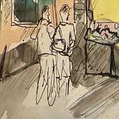 Dinner and a Movie.... Traditional illustration, Sketching, Creativit, Drawing, Watercolor Painting, and Sketchbook project by Heath Chauncey - 12.20.2023