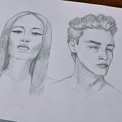My project for course: Graphite Line Drawing for Portrait Sketchbooking. Fine Arts, Sketching, Drawing, Portrait Drawing, and Sketchbook project by Elizabeth Cartagena - 12.31.2023