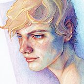 Mon projet pour le cours : Dessin de portrait vibrant aux crayons de couleur. Un projet de Dessin, Dessin de portrait, Carnet de croquis, Dessin aux cra , et ons de couleur de michele_marti - 02.01.2024