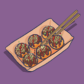 Takoyaki made by Takumi. Digital Illustration project by Recep Dirik - 02.20.2023