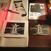Lino Print of Inukshuk, Whistler. Un progetto di Stampa di Jessamin Stewart - 03.01.2024
