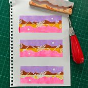 My project for course: Sketchbooking with Handmade Stamps. Traditional illustration, Pattern Design, Printing, Sketchbook, and Engraving project by Doro - 01.04.2024