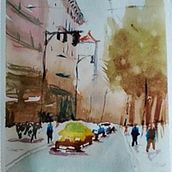 Meu projeto do curso: Paisagens urbanas em aquarela . Arte plastice, Pictură în acuarelă & Ilustrație arhitecturală de Desiree Pereira - 01.04.2024