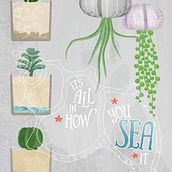 Ocean Terrariums Poster. Ilustração tradicional, Ilustração botânica, Ilustração digital, Design de cartaz, Pintura em aquarela, e Design de papelaria projeto de Britta Nagy - 15.01.2015