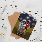 Gen Z immigrant holy family (Xmas postcard). Projekt z dziedziny Trad, c i jna ilustracja użytkownika yokkoa - 11.01.2024
