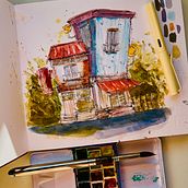 Mi proyecto del curso: Dibujo arquitectónico expresivo . Un proyecto de Bocetado, Dibujo, Ilustración arquitectónica, Sketchbook e Ilustración con tinta de Lou Roman - 10.01.2024