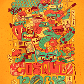 POSTER GANADOR COSQUIN ROCK 2024. Un progetto di Design, Illustrazione digitale, Pubblicità, Illustrazione tradizionale, Direzione artistica, Br, ing, Br, identit, Character design, Graphic design, Tipografia, Lettering, Illustrazione vettoriale, Design di poster  e Disegno di Anto Capriotti - 10.01.2024
