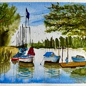 Mein Abschlussprojekt für den Kurs: Wasserlandschaften in Aquarell malen. Painting, Watercolor Painting, and Naturalistic Illustration project by daniela_roeckl - 01.15.2024
