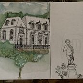 My project for course: Architectural Sketching with Watercolor and Ink. Sketching, Drawing, Watercolor Painting, Architectural Illustration, Sketchbook & Ink Illustration project by Elodie Adams - 01.15.2024