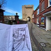 Lewes Castle Barbican . Traditional illustration, Arts, Crafts, Fine Arts, Printing & Ink Illustration project by jonathanfergusonvernon - 01.16.2024