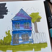 Following Albert Kiefer - Expressive Architectural Sketching with Colored Markers. Projekt z dziedziny Trad, c, jna ilustracja,  R i sunek atramentem użytkownika Kevin Ahonson - 16.01.2024