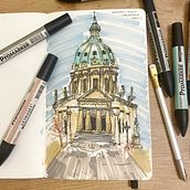 Frederik’s Church - Copenhagen. Sketching, Drawing, Architectural Illustration, Sketchbook & Ink Illustration project by eliselpicot - 01.18.2024