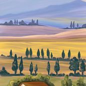 Tuscany landscape painting. Painting, and Digital Illustration project by Aurelie Antonio - 11.22.2023