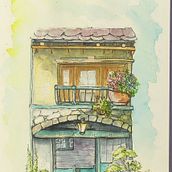 Mon projet du cours : Illustration de scènes attrayantes à l'aquarelle et à l'encre. Sketching, Watercolor Painting, Architectural Illustration & Ink Illustration project by naoa_naval - 01.20.2024