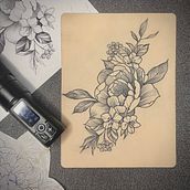 Mi proyecto del curso: Tatuaje botánico con puntillismo. Un progetto di Illustrazione tradizionale, Design di tatuaggi e Illustrazione botanica di Jessica - 21.01.2024