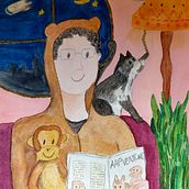 Mijn project van de cursus: Speelse illustratie met aquarel en kleurpotloden. Traditional illustration, Painting, Watercolor Painting, Portrait Drawing, and Colored Pencil Drawing project by dorine_boudewijn - 01.21.2024