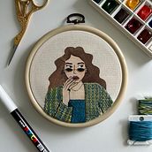 The one with the tweed coat. Een project van Schilderij, Aquarelschilderen, Borduurwerk, Textielontwerp,  Acr y lschilderij van Fernanda Peixoto - 23.01.2024