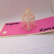 Thank You Card - Birdcage and Flowers. Un proyecto de Papercraft, Artesanía, Creatividad y DIY de Charlyne Lewis - 20.07.2015