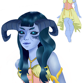 Akta, the tiefling. Projekt z dziedziny Projektowanie postaci, Web design i Ilustracja cyfrowa użytkownika Letícia Cordeiro - 27.01.2024
