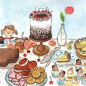 Birthday card in watercolour and ink. Traditional illustration project by Annemieke Spruijt - 01.28.2024
