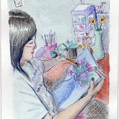 En mi habitación. Un proyecto de Ilustración tradicional y Pintura de judithalcalae - 28.01.2024